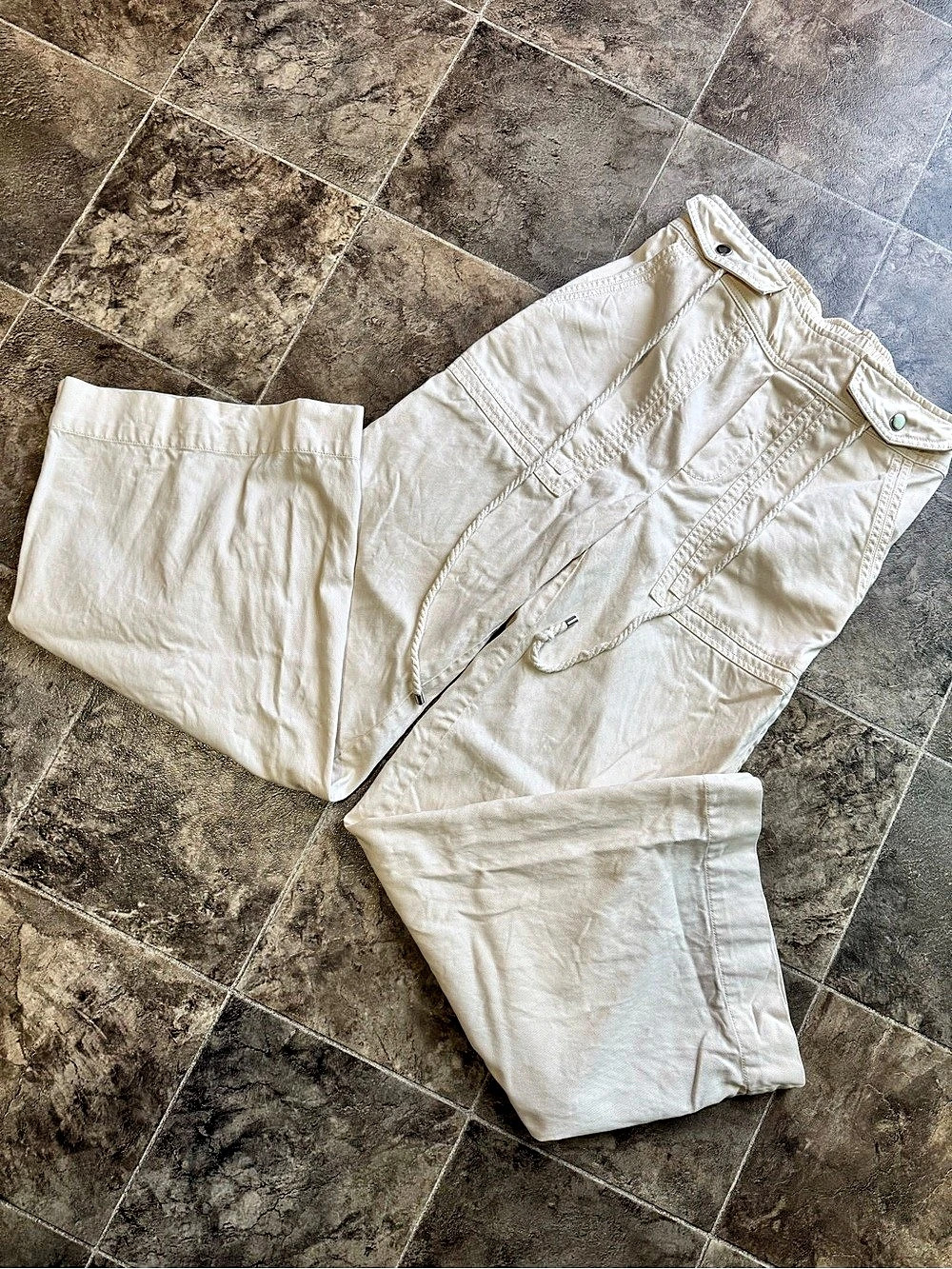 Joie Wide Leg Cotton Pants in Cream Size Small